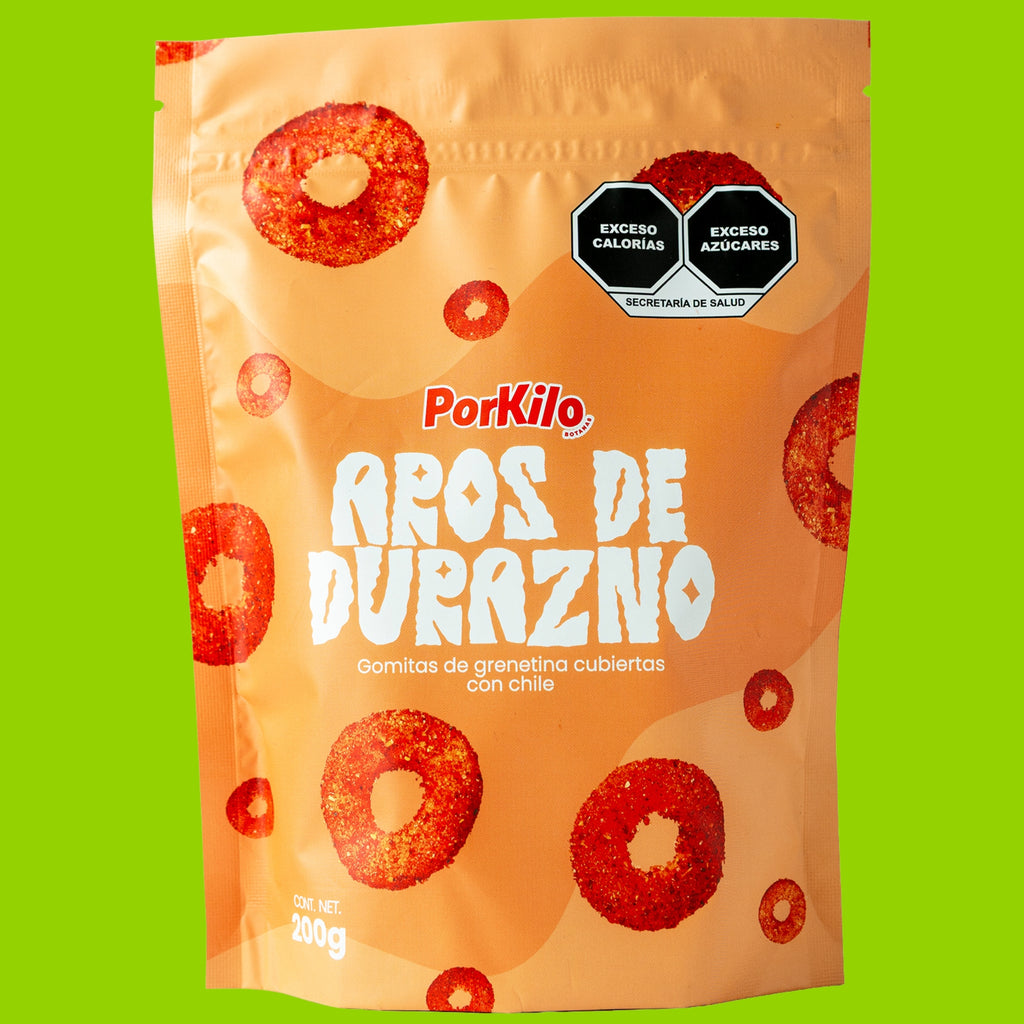 POR KILO BOTANAS AROS DE DURAZNO ENCHILADO DE 200 G.