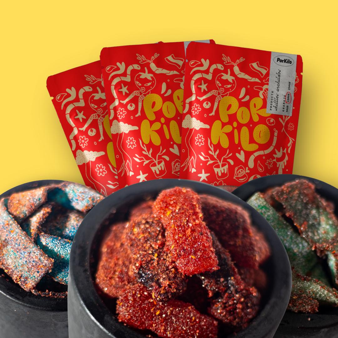 3nchilado; Tiritas de Mora (100g), Tiritas de Manzana (100g) y SPK enchilados (100g)